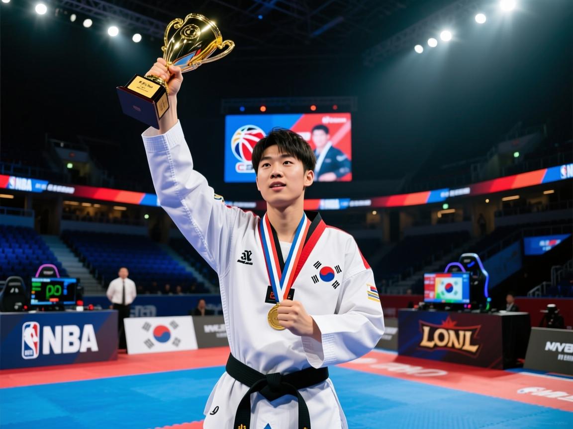 跆拳道比赛中韩国选手夺得冠军 第2张